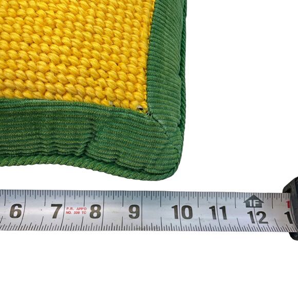 Needlepoint Reindeer Deer 10" Pillow Corduroy Back JOHN DEERE Green Christmas - Picture 3 of 3